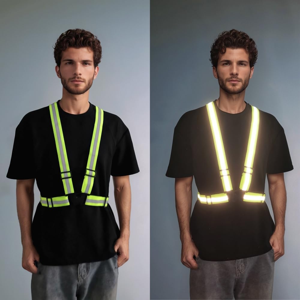 Skiennix Adjustable Reflective Safety Vest - 360° Visibility with Silver Straps for Cycling & Construction