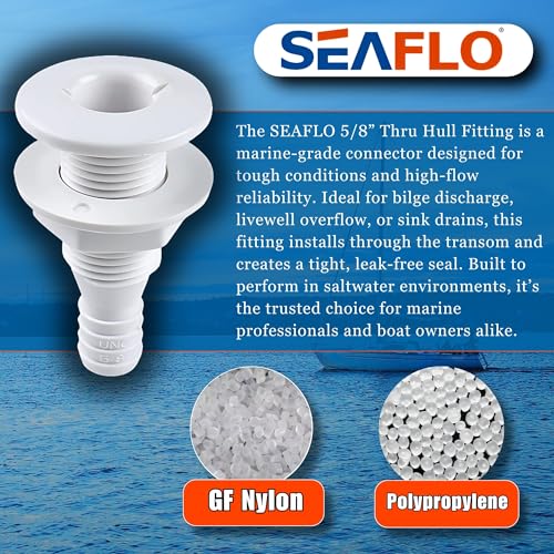 Thru Hull Fittings for 5/8" Hose - White