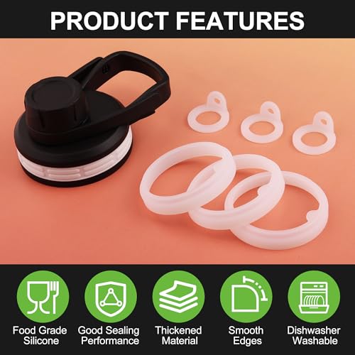 Silicone Seal Gasket Set for Wide Mouth Spout and Chug Lids - 6 Piece