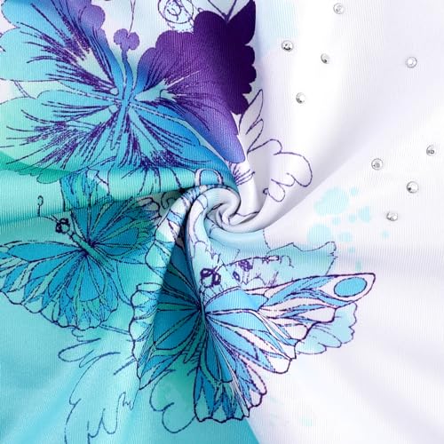 Shiny Gymnastics Leotard for Girls - Aquabutterfly - Size 2-3T