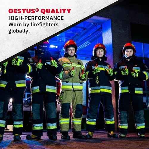 Cestus 3204, Firefighter Rescue Extrication Gloves, 608¡ÆF Heat Resistant Silicone Palm, Heavy Duty Impact Gloves for Men