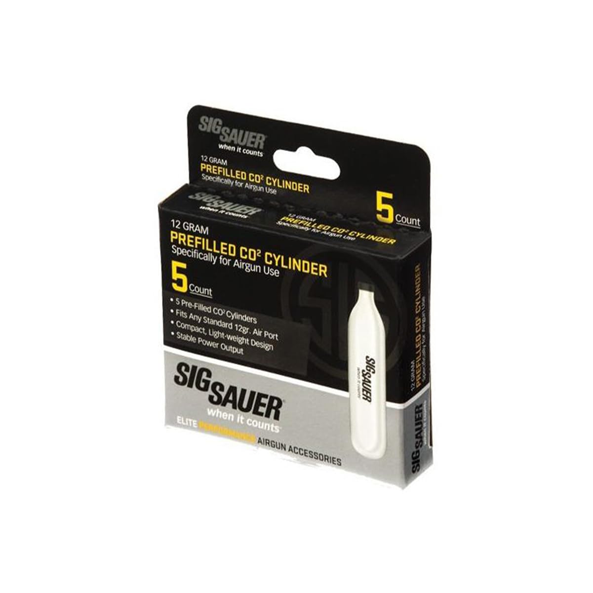 Sig Sauer 12 Gram Prefilled CO2 Cylinders for Airguns | Compact Lightweight Replacement CO2 Cartridges with Stable Power Output for ASP Air Pistols & Air Rifles
