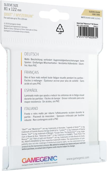 Asmodee Matte Card Sleeves 81x122 mm for Dixit & Mysterium - Pack of 90