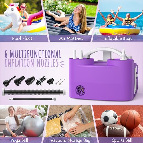 Wotalk 4-in-1 Electric Balloon Pump with Triple Nozzles - Purple