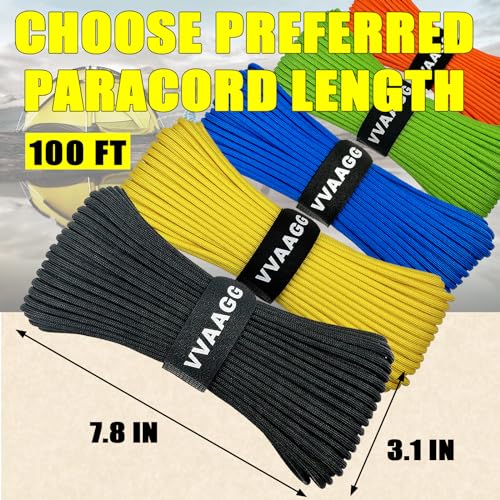 100FT Black Paracord Rope - Heavy Duty Nylon Utility Cord - BL