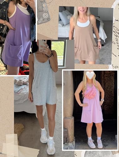 Women's Sleeveless Athletic Hot Shot Mini Dress with Built-in Shorts - Medium Light Grey