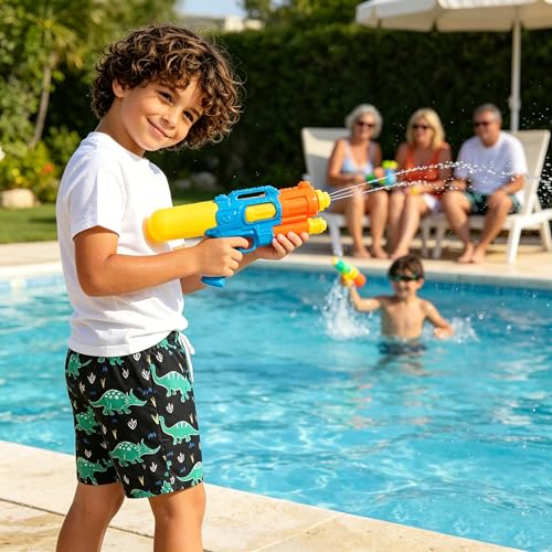 Boys Quick-Dry Swim Trunks - Toddler Board Shorts - Green Dinosaur 4-5T