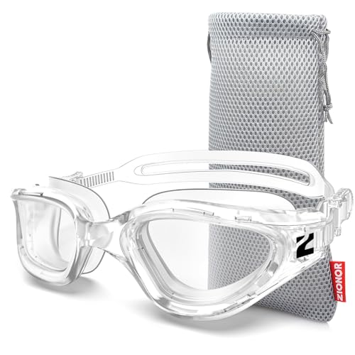 ZIONOR G1 Air Swim Goggles Adult Mirrored & Clear Frame, Clear Lens - A3