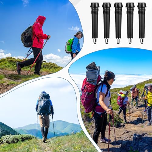 5 Pack Hiking Pole Tips - Durable Carbide Replacement Tips for Trekking Poles