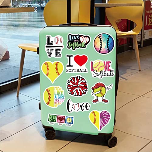 100PCS Softball Stickers - Waterproof Vinyl for Personalized Decor