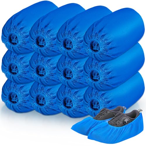 120 Pack(60 Pairs) Shoe Covers Disposable, Non-woven Fabric Shoes Covers for Indoor, Blue Durable & Reusable Disposable Boot & Shoe Covers, Larger Size Fits Various Shoes