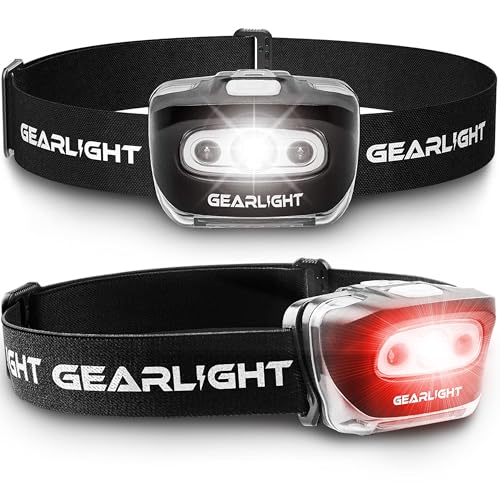 LED Headlamp 2-Pack - Battery Powered, 7 Modes, Adjustable Band