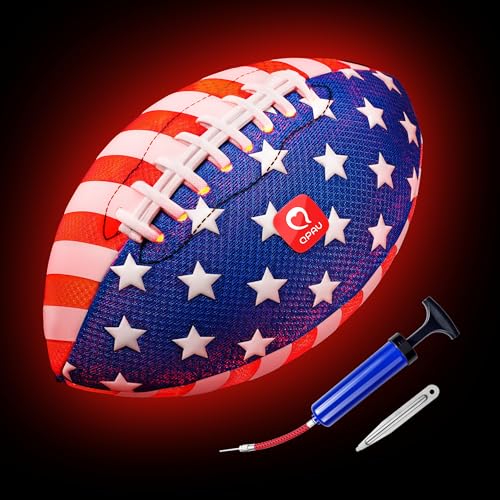 QPAU Glow in the Dark Football Size 6 - Kids Light Up Soccer Ball 1 Pack