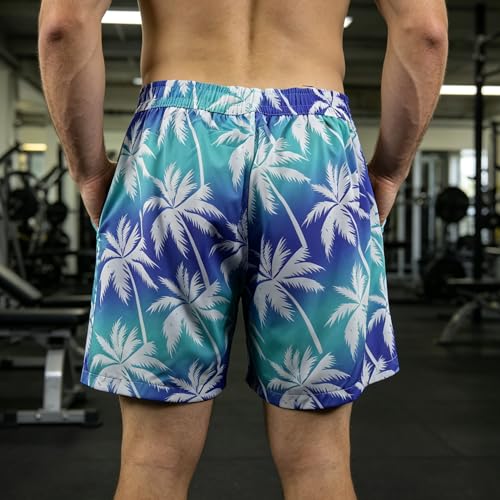 Mens Swim Trunks 2 in 1 Swimming Board Shorts with Pockets Quick Dry