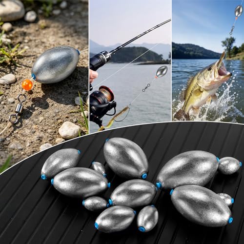 Egg Sinkers Fishing Weights - 1/4oz, 20pcs Lead Sinkers for Bass Fishing