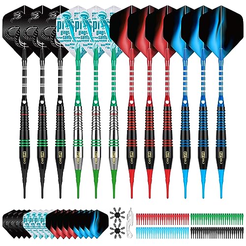 CyeeLife Soft Tip Darts Set 12 Pcs with Aluminum Shafts & Tips for Electronic Dartboards