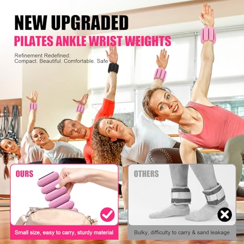 Light Pink Adjustable Wrist & Ankle Weights Set for Women - 2 lbs Fitness Equipment
