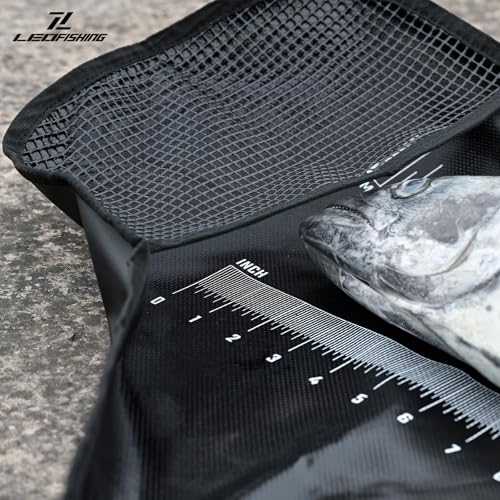 LEOFISHING Heavy Duty Fish Weigh-In Bag with Ruler & Handles - Waterproof Folding Tournament Fish Sling