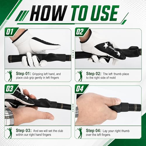 Golf Grip Trainer - Portable Aid for Fixing Slices - Black