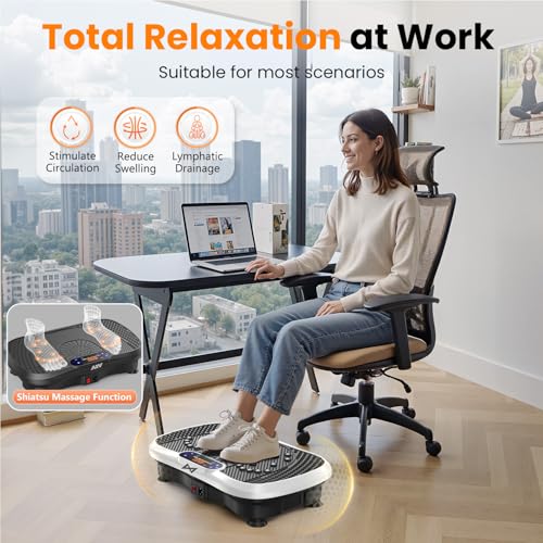 Vibration Plate Fitness Machine - 200W Bluetooth, Curved Design, White