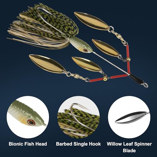 Bombrooster Color Style A Spinner Baits with Skirt for Bass & Trout Fishing