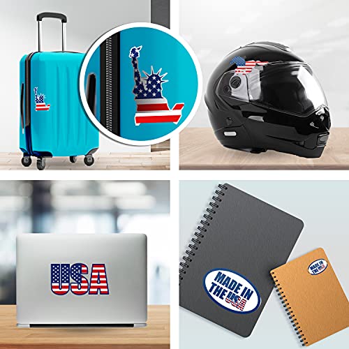 USA Flag Oval Sticker - 3x5 Inch Patriotic Vinyl Decal for Cars & Laptops