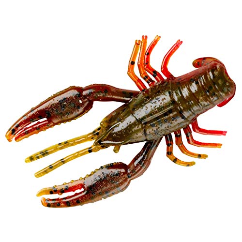 Soft Plastic Crawbug Fishing Lure - 2.5 inch, Green Pumpkin/Texas Red