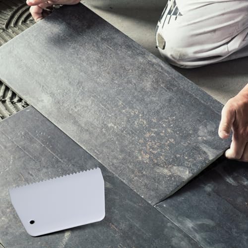 4 Pcs Adhesive Spreader, Notched Glue Applicator Kits Plastic Trowel Adhesive Barrier Spreader 0.5"/1" Tooth Reusable Hardwood Flooring Spreaders for Applying Glue Epoxy PET Putty(White)