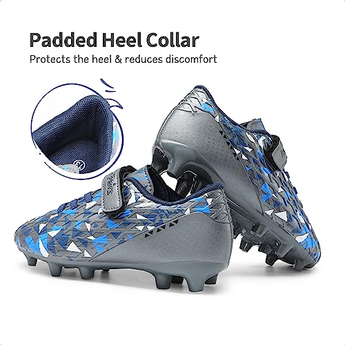 Dream Pairs Unisex Kids Soccer Cleats - 3 Little Kid Dark Grey/Royal Blue