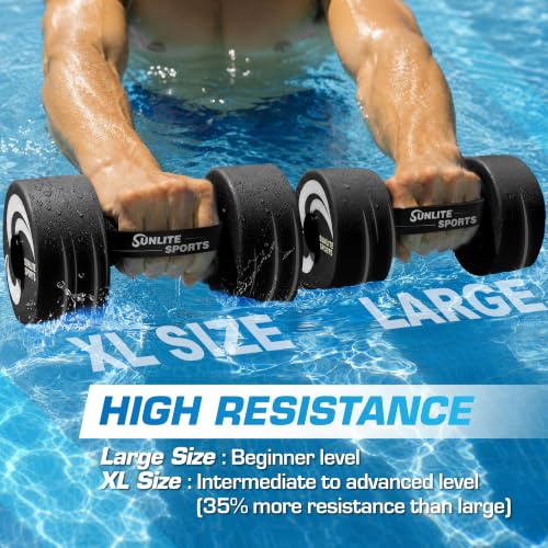 X-Large Black Water Dumbbells for Pool Exercise - Sunlite Sports