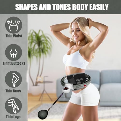 Smart Weighted Hula Hoop with Counter & Waist Trimmer - Gray