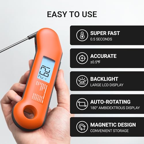 ThermoMaven Orange & Gray Digital Meat Thermometer - Fast 0.5 Sec Readings, NIST Certified, Waterproof