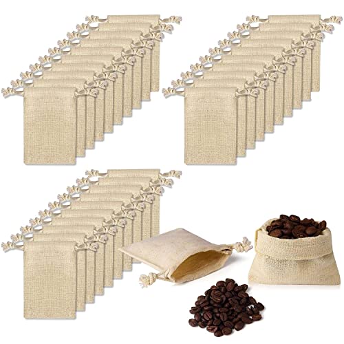 30-Pack Beige Cotton Drawstring Bags for Jewelry & Gifts - 3x3.7 Inch