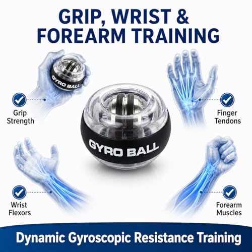 Auto-Start Gyro Ball Hand Exerciser with Color-Changing LED