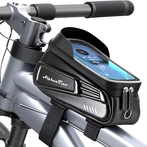 Alphantino Waterproof Bike Phone Holder Bag with Sun Visor - Black Zipper