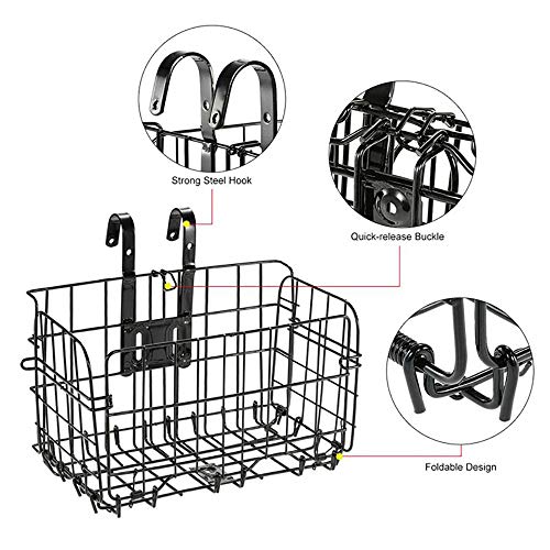 Foldable Bicycle Front & Rear Basket - Rustproof Steel, Easy Install, Large Capacity