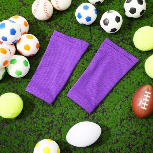 Soccer Shin Guard Sleeves with Pocket - Compression Socks for Kids - Purple, Small