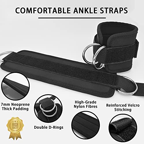 Adjustable Fitness Ankle Straps for Cable Machines - Black