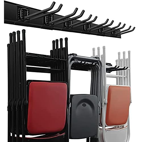 Wallmaster Garage Storage Organization Wall Mount, Garden Tool Rack Organizer Heavy Duty Folding Chair Hangers with 6 Adjustable Hooks 48inch Tracks Max Load 450lb
