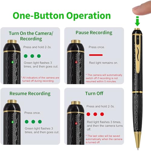 64G Mini Body Camera Pen, 1080P Portable Security Nanny Camera Pen for Indoor Outdoor
