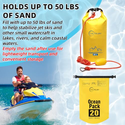 Yellow 20L 2-in-1 Sand Anchor Bag for Kayaks, Jet Skis & Floats