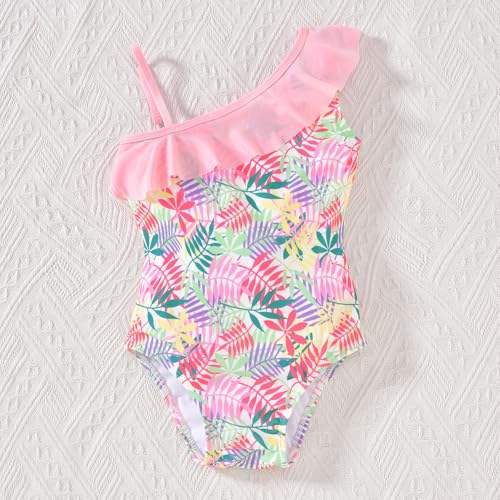 HINTINA Pink 2-3T Toddler Girl One-Piece Swimsuit with Cover Up Skirt Bathing Suit