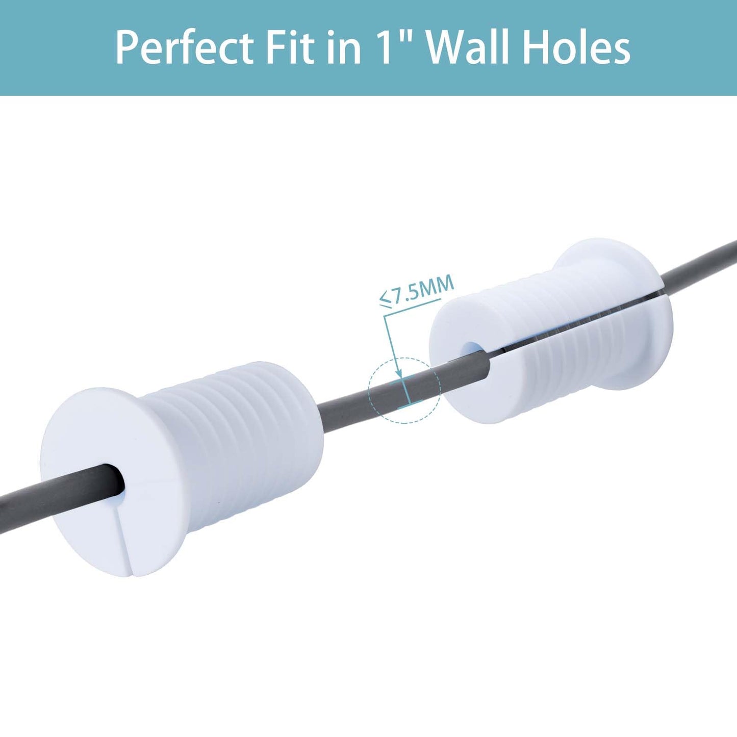 MYZHRE 6 Pcs Starlink Cable Grommet for 1 Inch Wall Hole, Starlink Wall Grommet, Perforated Silicone Grommet, Cable Punch Grommet, Wall Grommet for Starlink Ethernet Cable（White