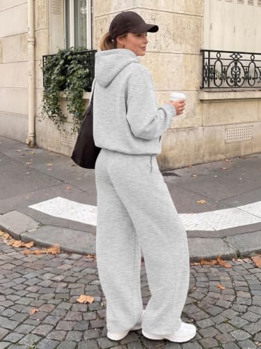 Women's Lounge Sweat Set Medium Grey - 2 Piece Fall Outfits, Trendy Queen