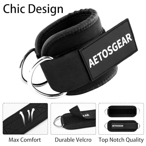 Padded Ankle Straps for Cable Machines - Glute Workout Cuff - 01-Black/Single
