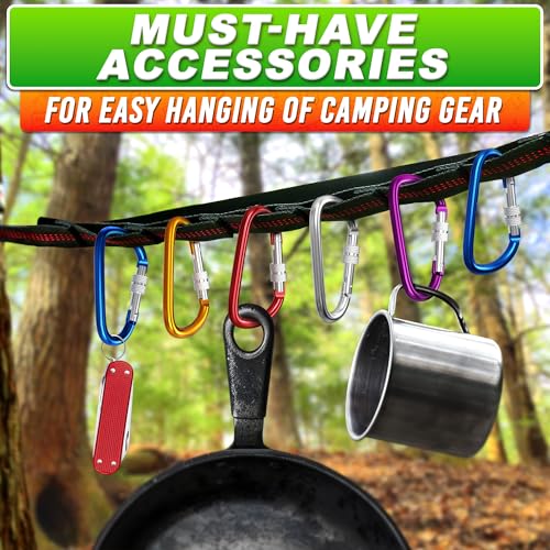 10 Pcs 3-Inch Aluminum Locking Carabiner Clips - Multicolor