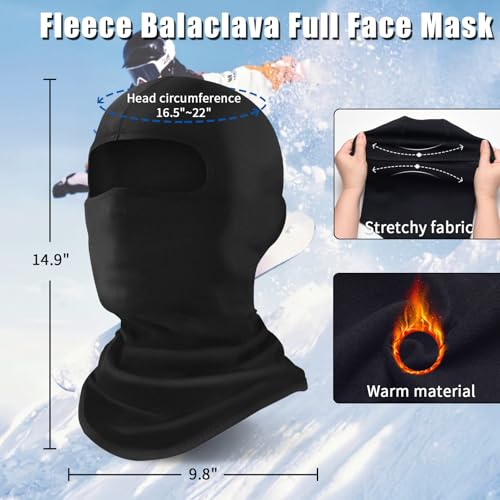 Winter Ski Mask - Thermal Balaclava for Men & Women - Black Fleece