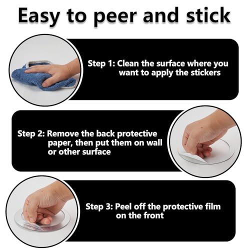 48Pcs Mirror Stickers, Acrylic Circle Wall Stickers Removable DIY Self-Adhesive Hollow Art Mural Wall Decals for Home Office Living Room Bedroom Bathroom Kitchen Decor(Silver, Black)