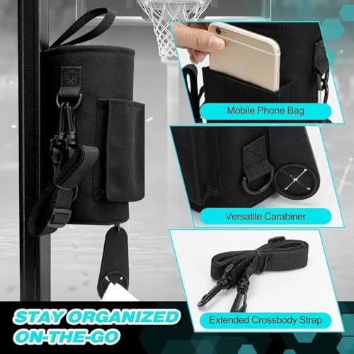 Magnetic Gym Bag with Water Bottle Holder & Phone Pocket - Black