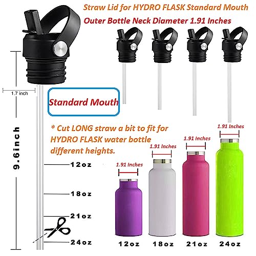 Replacement Straw Lid for Standard Mouth Bottles - Black